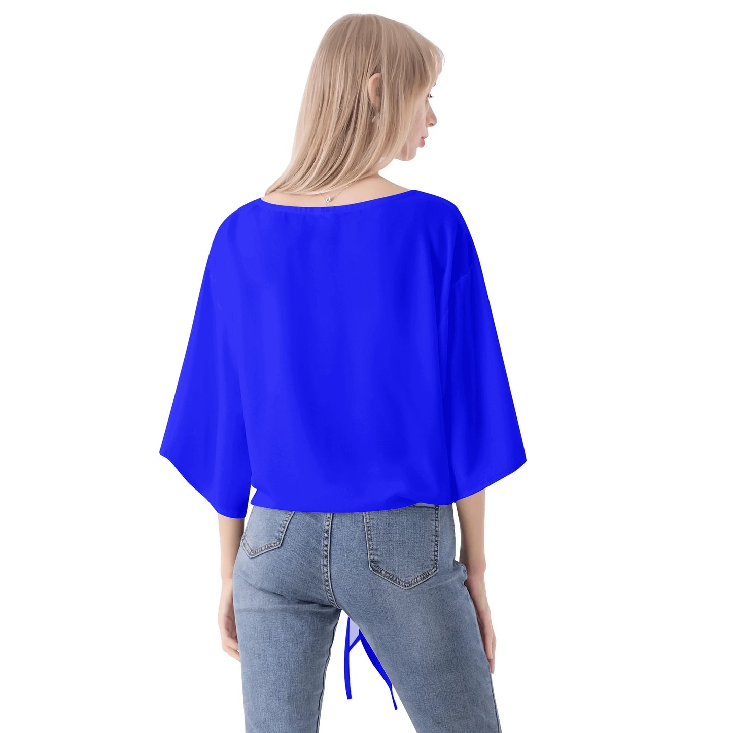 Blusa de gasa DAZ Premium con nudo delantero y escote en V para mujer