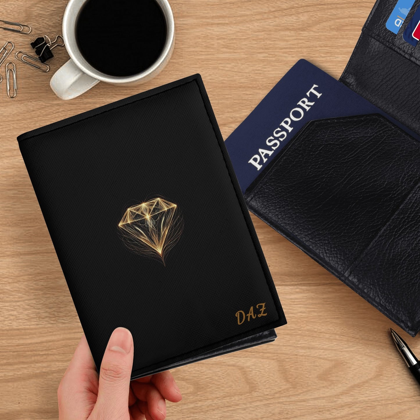 DAZ Luxury Faux Leather Passport Case with Card Holder