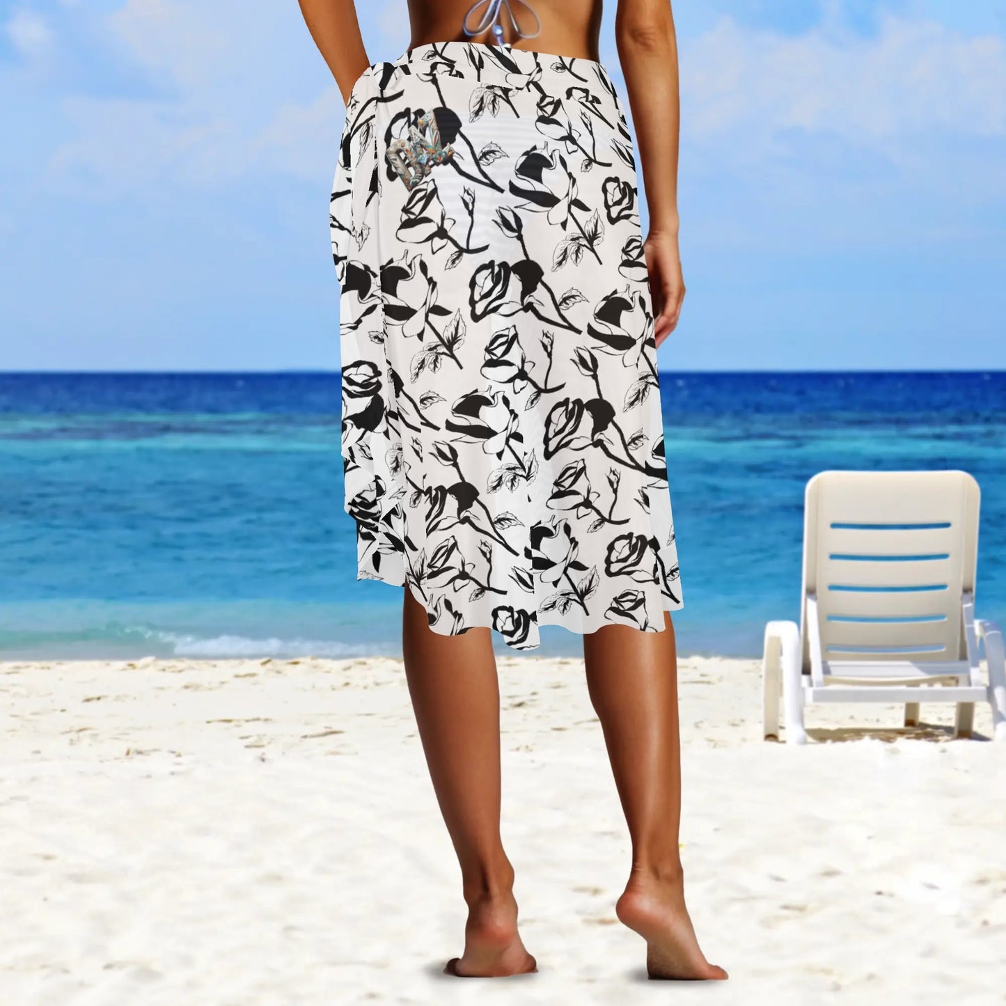 DAZ Premium Long Sarong Skirt with Ruffles and Side Ties for Women's Beach