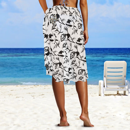 DAZ Premium Long Sarong Skirt with Ruffles and Side Ties for Women's Beach