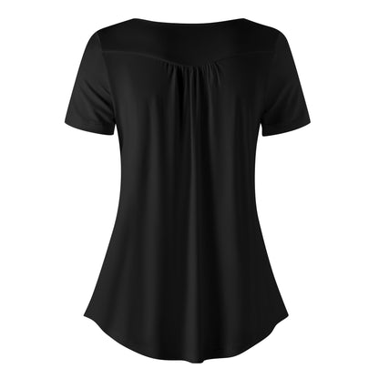 DAZ Premium Women's Short Sleeve Round Neck Loose Blouse