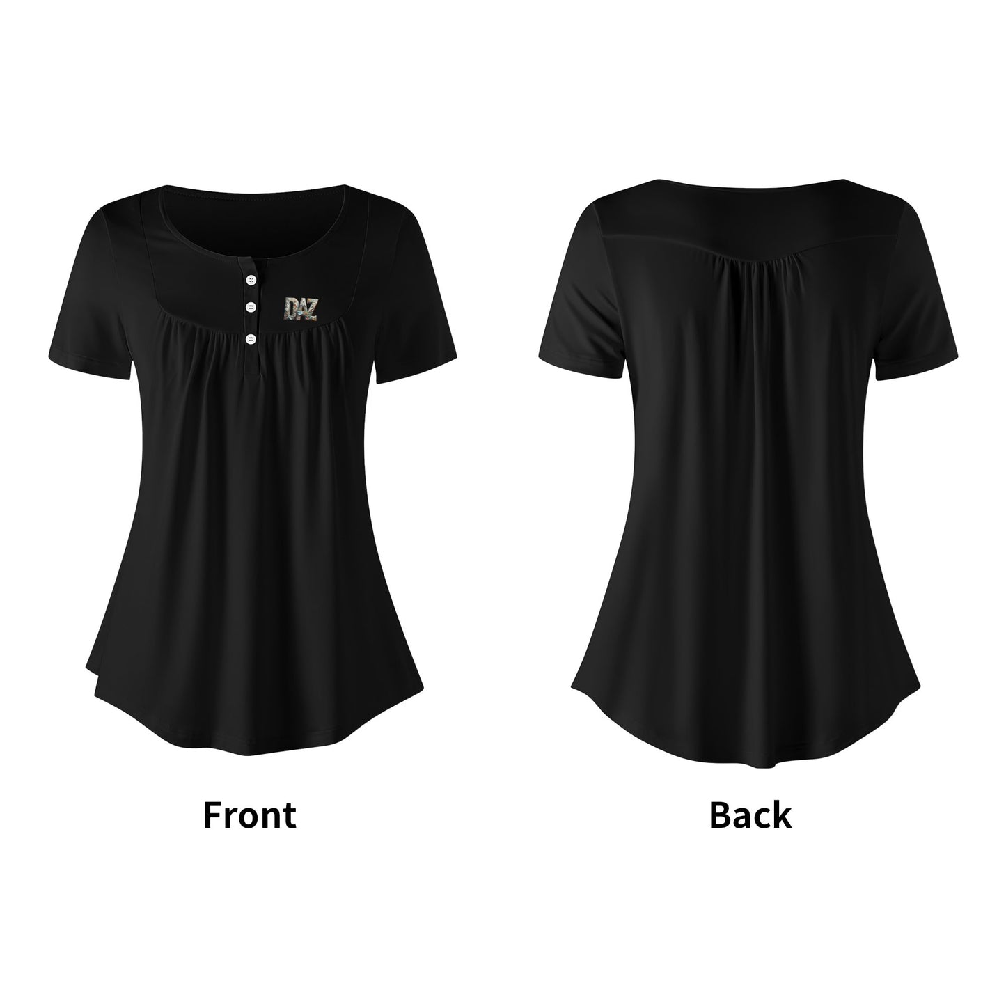 DAZ Premium Women's Short Sleeve Round Neck Loose Blouse