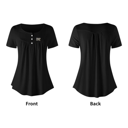 DAZ Premium Women's Short Sleeve Round Neck Loose Blouse