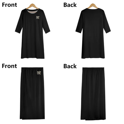 Women's Oversized Lightweight DAZ Short Sleeve T-Shirt and DAZ Midi Skirt Two Piece Set