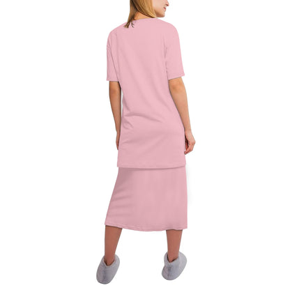 Women's Oversized Lightweight DAZ Short Sleeve T-Shirt and DAZ Midi Skirt Two Piece Set