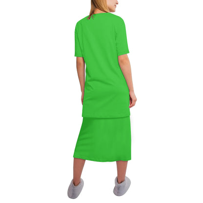 Women's Oversized Lightweight DAZ Short Sleeve T-Shirt and DAZ Midi Skirt Two Piece Set