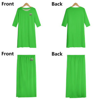 Women's Oversized Lightweight DAZ Short Sleeve T-Shirt and DAZ Midi Skirt Two Piece Set