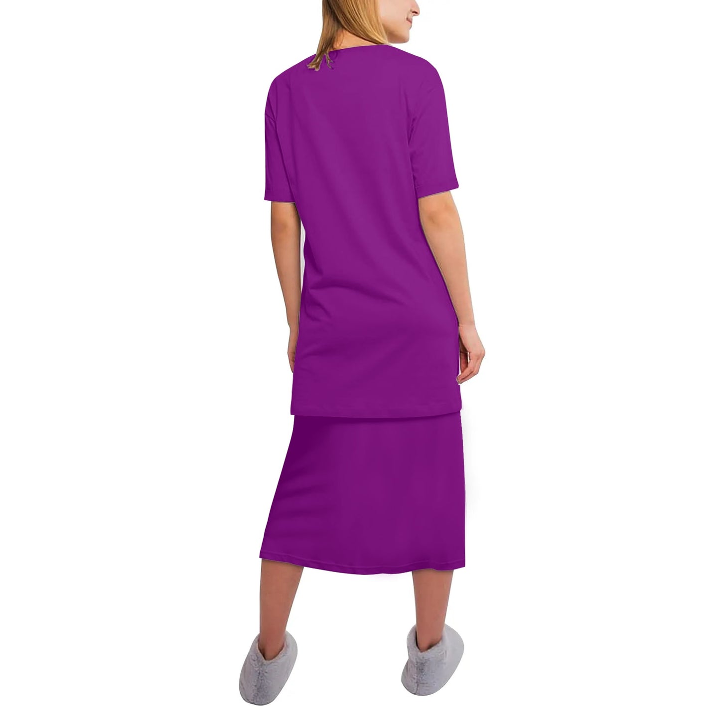 Women's Oversized Lightweight DAZ Short Sleeve T-Shirt and DAZ Midi Skirt Two Piece Set