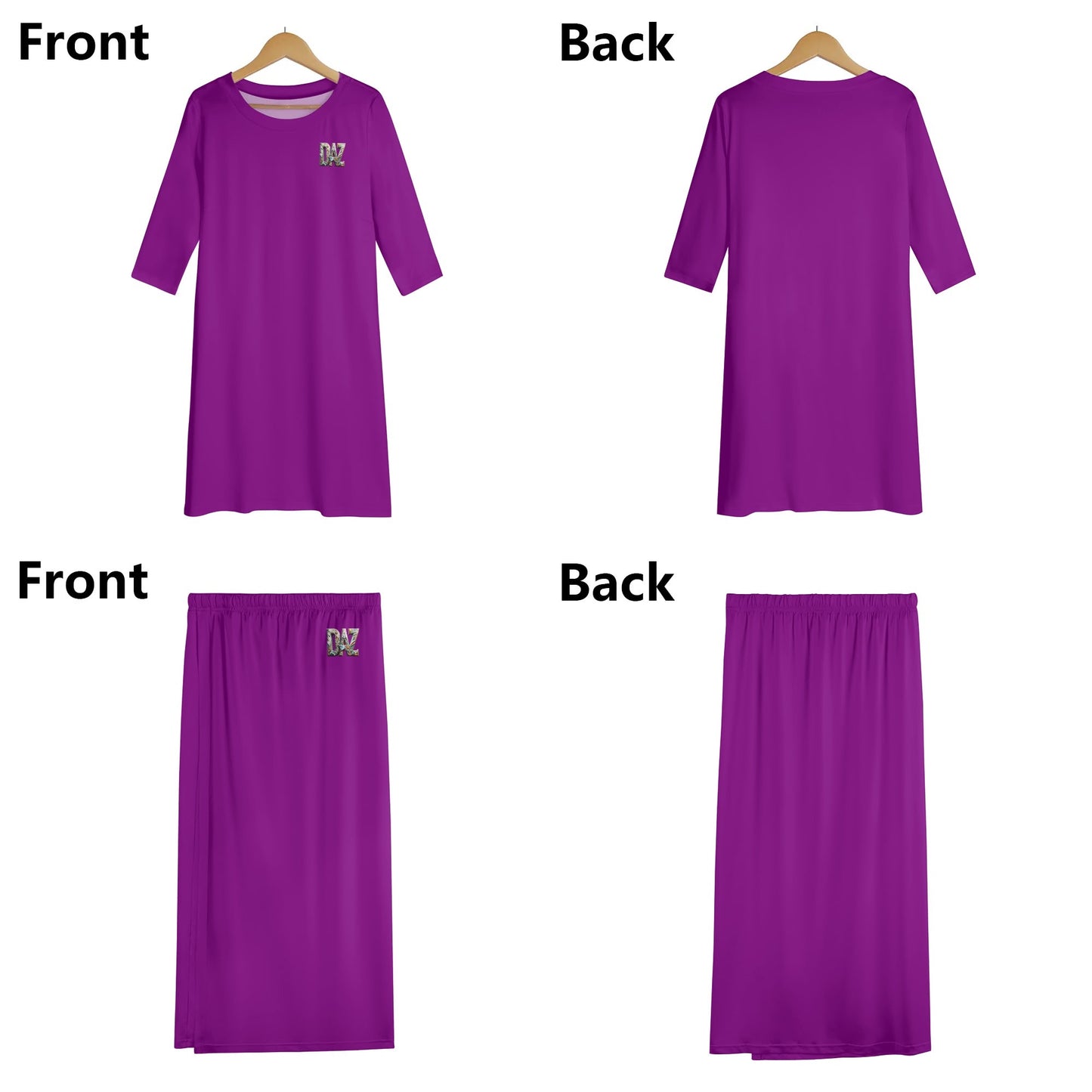 Women's Oversized Lightweight DAZ Short Sleeve T-Shirt and DAZ Midi Skirt Two Piece Set