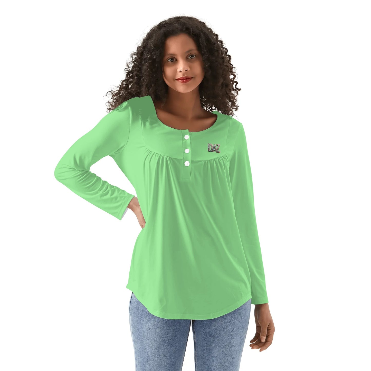 Blusa casual DAZ Premium con cuello babydoll para mujer