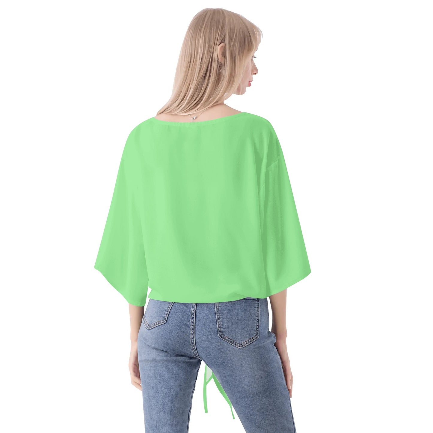 DAZ Premium Chiffon Blouse with Front Knot and V Neckline for Women