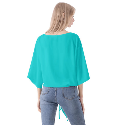 DAZ Premium Chiffon Blouse with Front Knot and V Neckline for Women