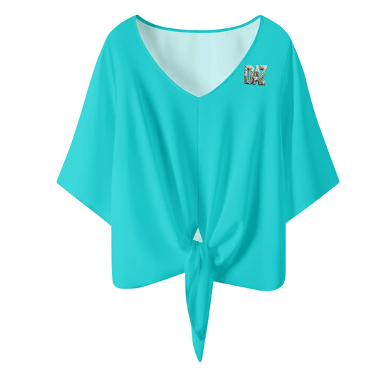 DAZ Premium Chiffon Blouse with Front Knot and V Neckline for Women