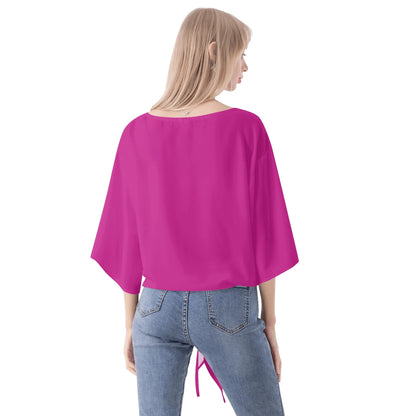 DAZ Premium Chiffon Blouse with Front Knot and V Neckline for Women