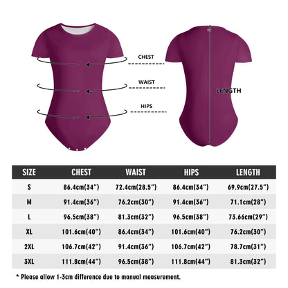 DAZ Women's Short Sleeve Crew Neck Bodycon Bodysuit