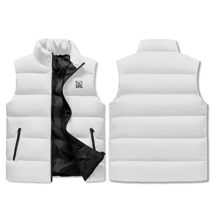 DAZ unisex lightweight quilted vest with high collar, zipper and print