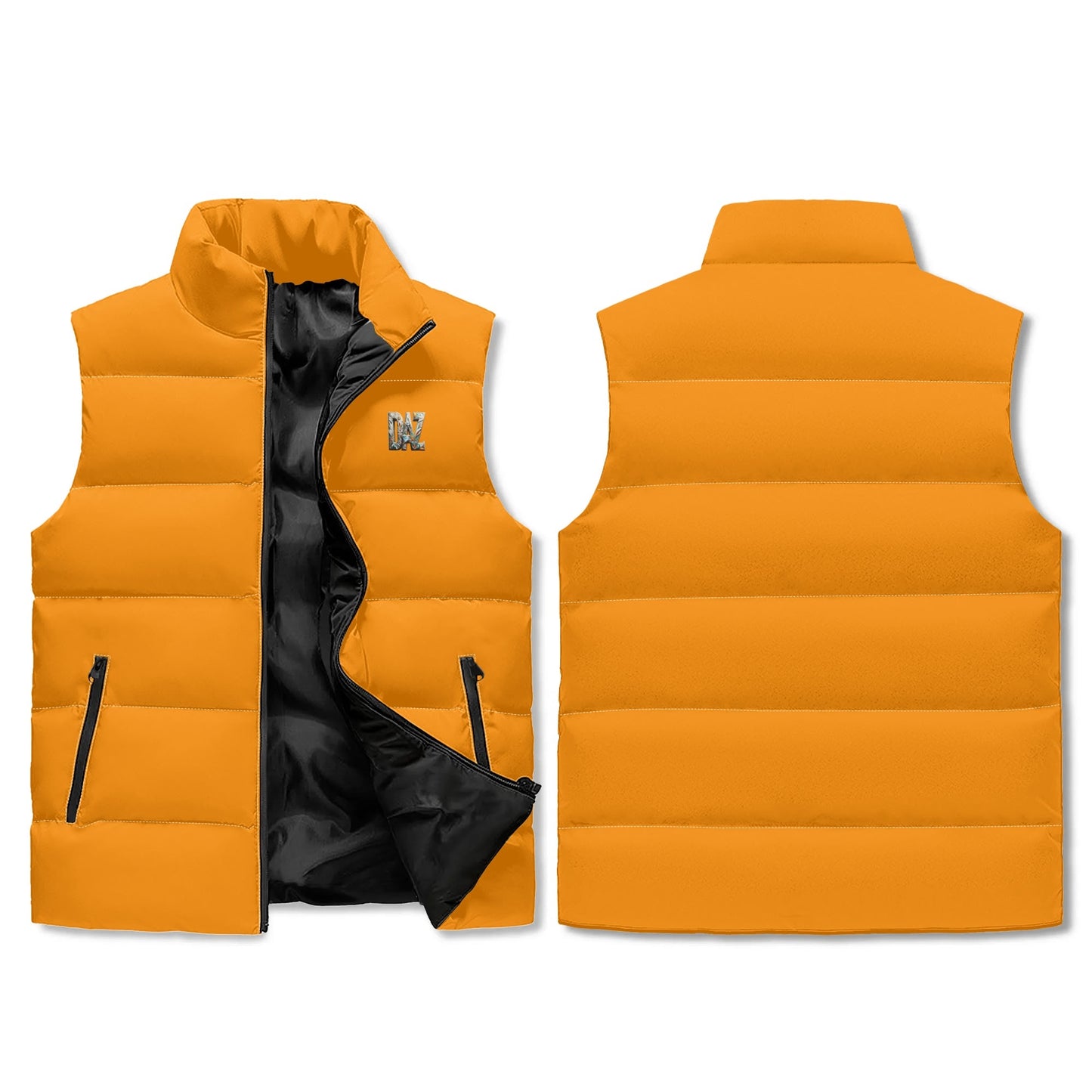 Unisex Lightweight Quilted Vest with High Neck and All Over Print with Zip