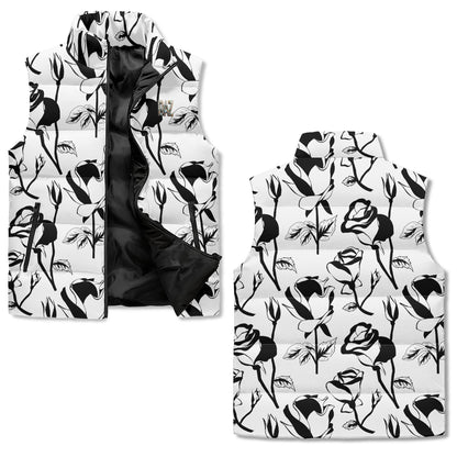 Unisex Lightweight Quilted Vest with High Neck and All Over Print with Zip