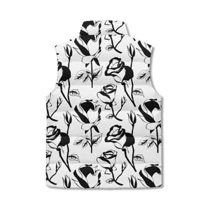 Unisex Lightweight Quilted Vest with High Neck and All Over Print with Zip