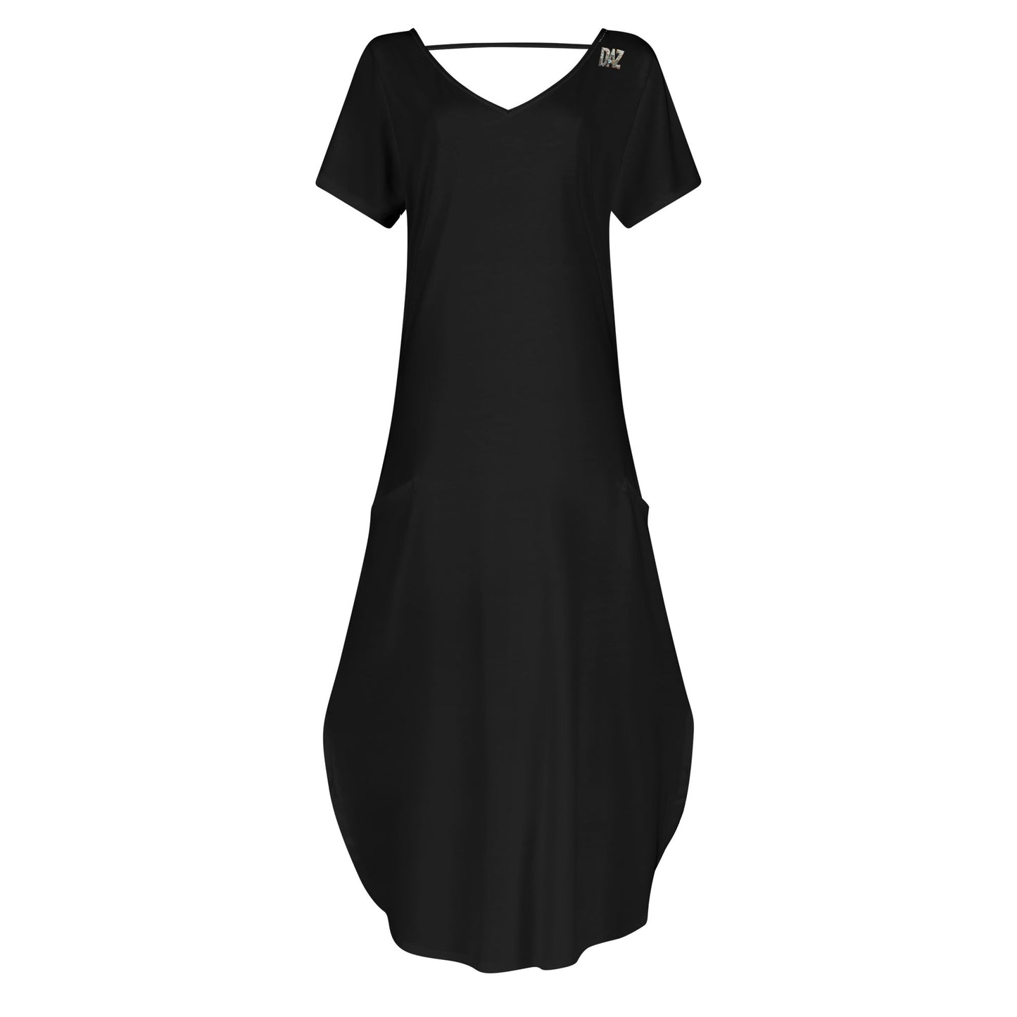 Vestido DAZ Luxury largo drapeado de manga corta para mujer