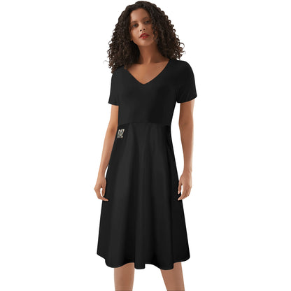 Vestido DAZ Premium de verano con volantes en la parte superior de color negro para mujer