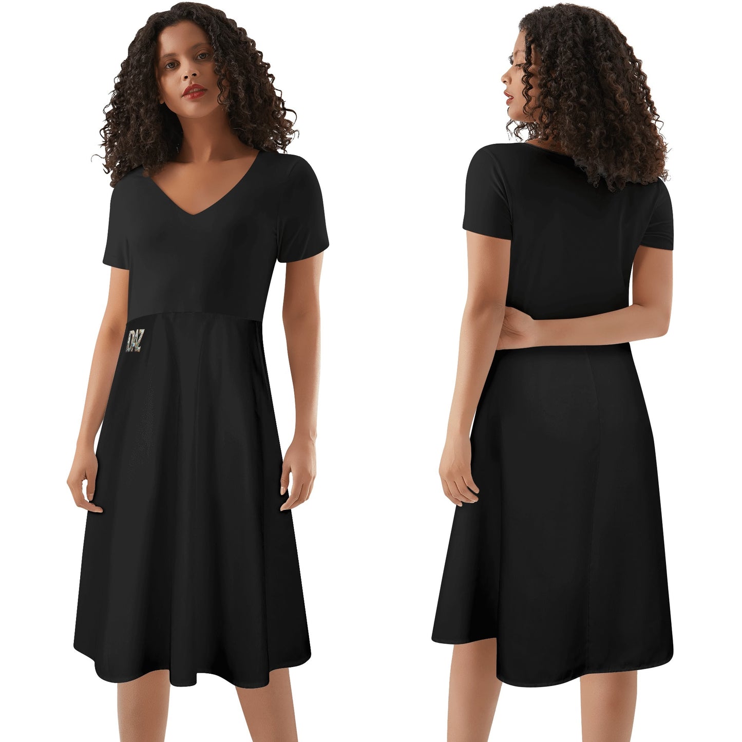 Vestido DAZ Premium de verano con volantes en la parte superior de color negro para mujer