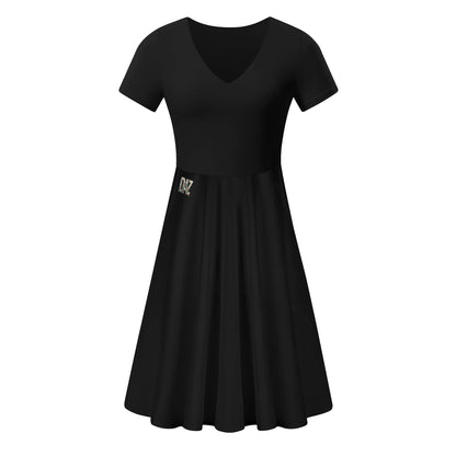 Vestido DAZ Premium de verano con volantes en la parte superior de color negro para mujer