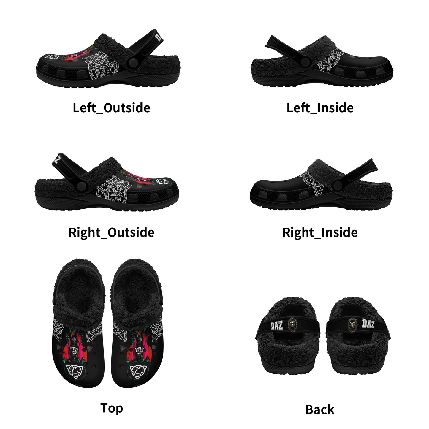 DAZ Adult Luxury Clogs with Warm Black Fur Lining