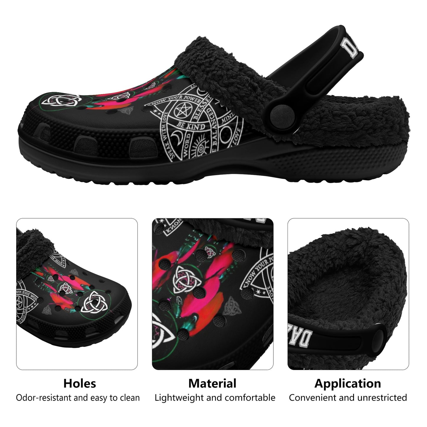 DAZ Adult Luxury Clogs with Warm Black Fur Lining