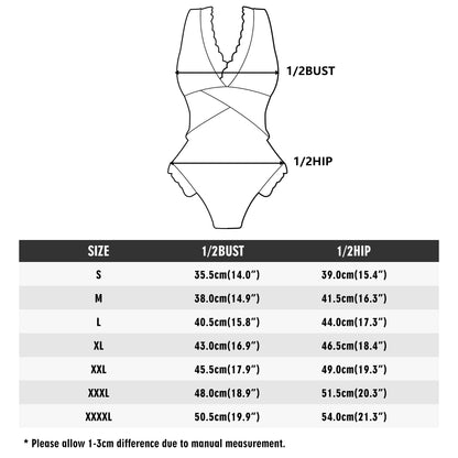 DAZ Luxury Women's One Piece Ruffle Criss Cross Trim Swimsuit