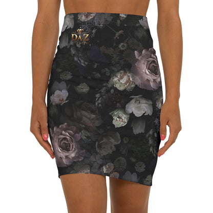 DAZ Luxury Art Dark Women's Mid Waist Pencil Skirt